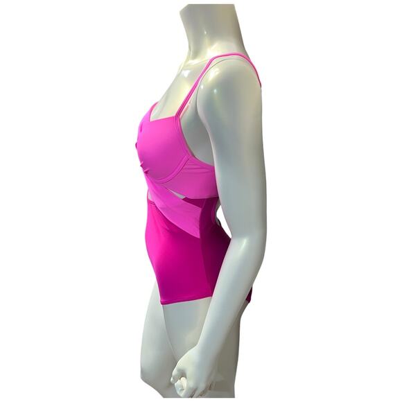 Pink NWT Push-Up Cut-Out High-Waist Monokini Swimsuit Size 6 - Picture 2 of 13